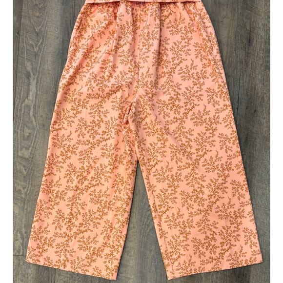 LOFT Outlet Women's Salmon Floral Frill Strap Wide Leg Jumpsuit Petite LP - Picture 3 of 6